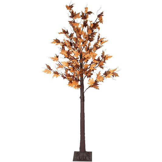 6' LED Lighted Autumn Harvest Artificial Maple Leaf Tree - Warm White Lights