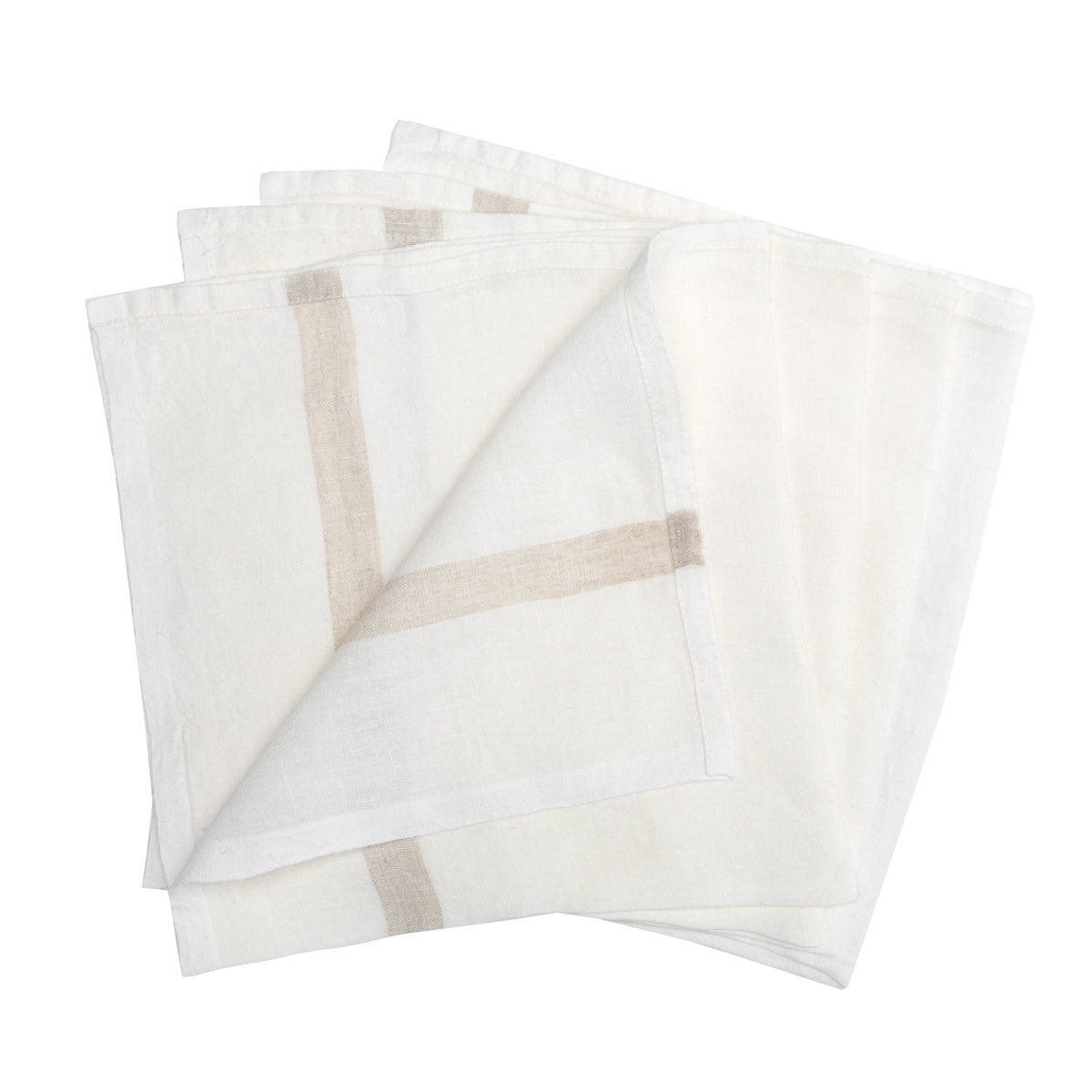  Caravan Laundered Linen Napkins, Set of 4 - Lime & Grey - Bonton