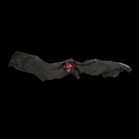 30" Hanging Halloween Bat Decoration With Lighted Red Eyes