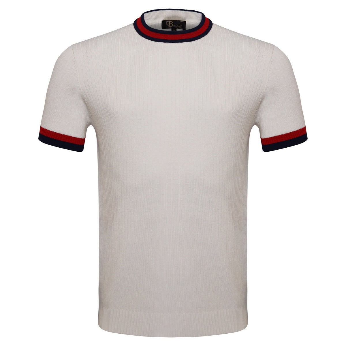  Barocco Elite Contrast Ribbed Tee WHITE - WHITE - Bonton