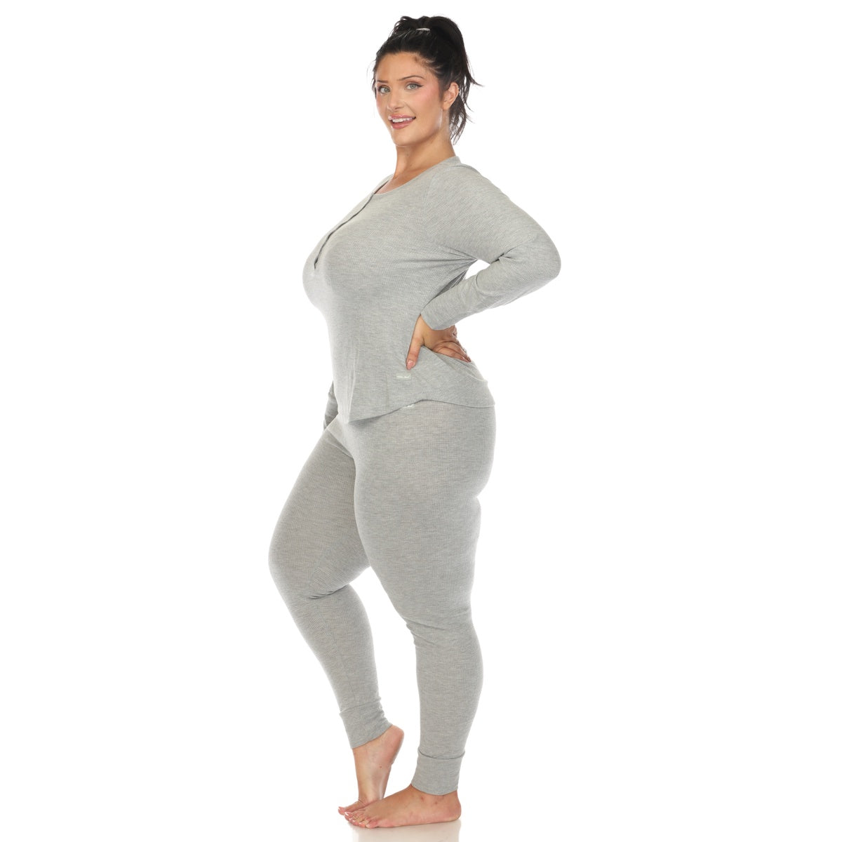  White Mark Plus Size Waffle Pajama Set - 3X - Bonton