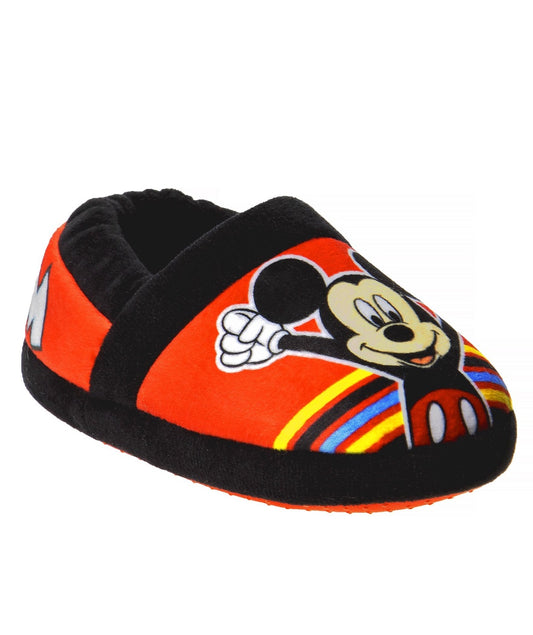 Disney Mickey Mouse Boys Slippers-Plush Lightweight Warm Comfort Soft Aline House Shoes Slippers - Navy Multi (Sizes 5-12 Toddler)