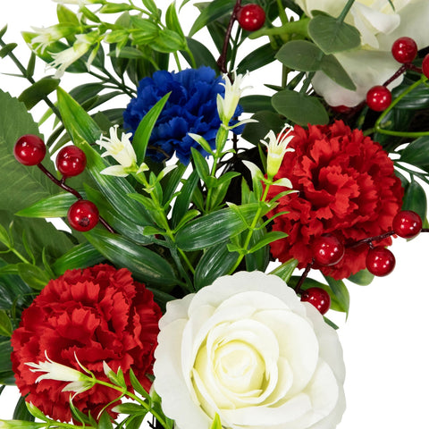 Carnation and Rose Artificial Patriotic Wreath - 24"