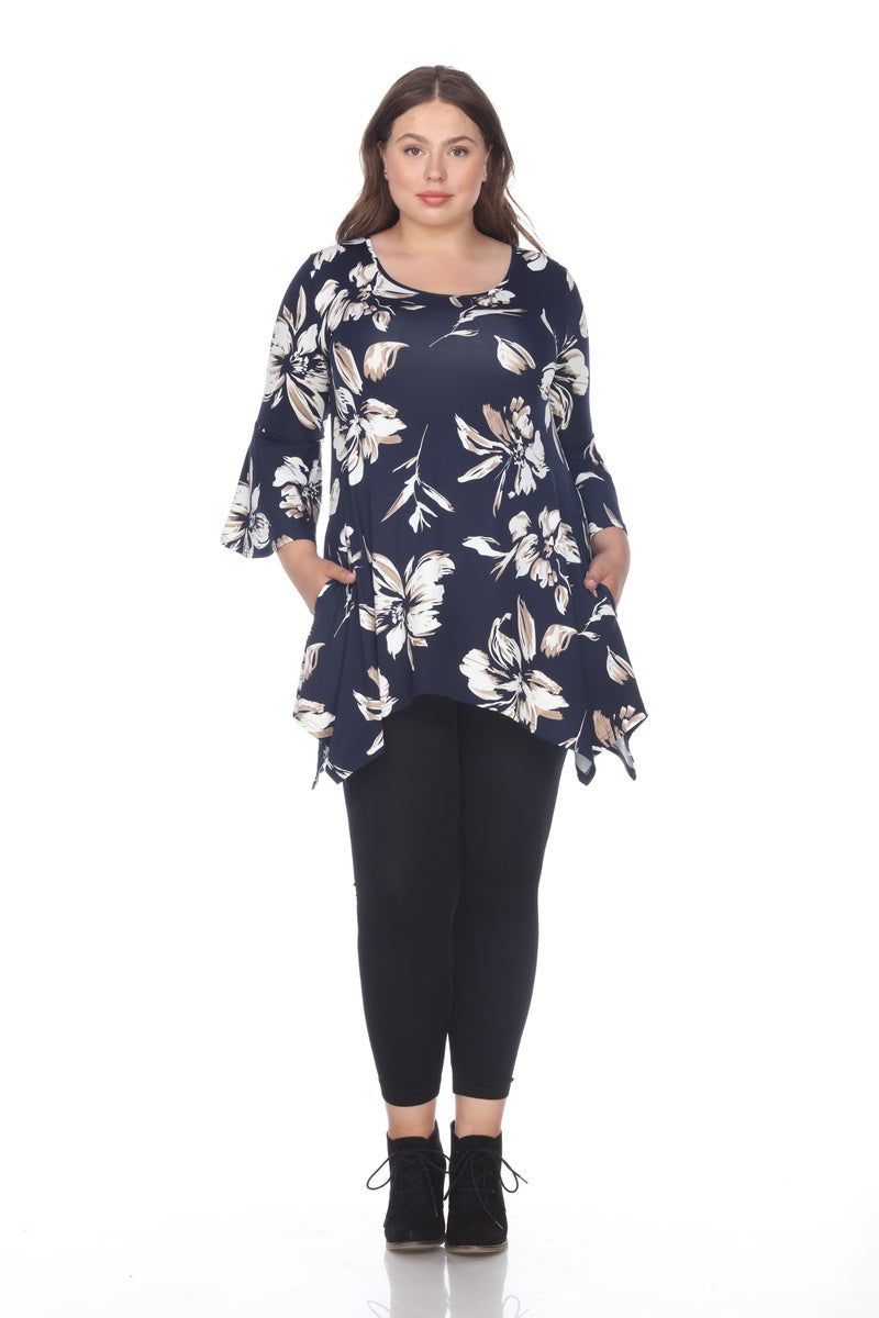  White Mark Plus Size Blanche Tunic Top - 1X - Bonton