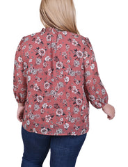 Plus Size 3/4 Sleeve Chiffon Blouse