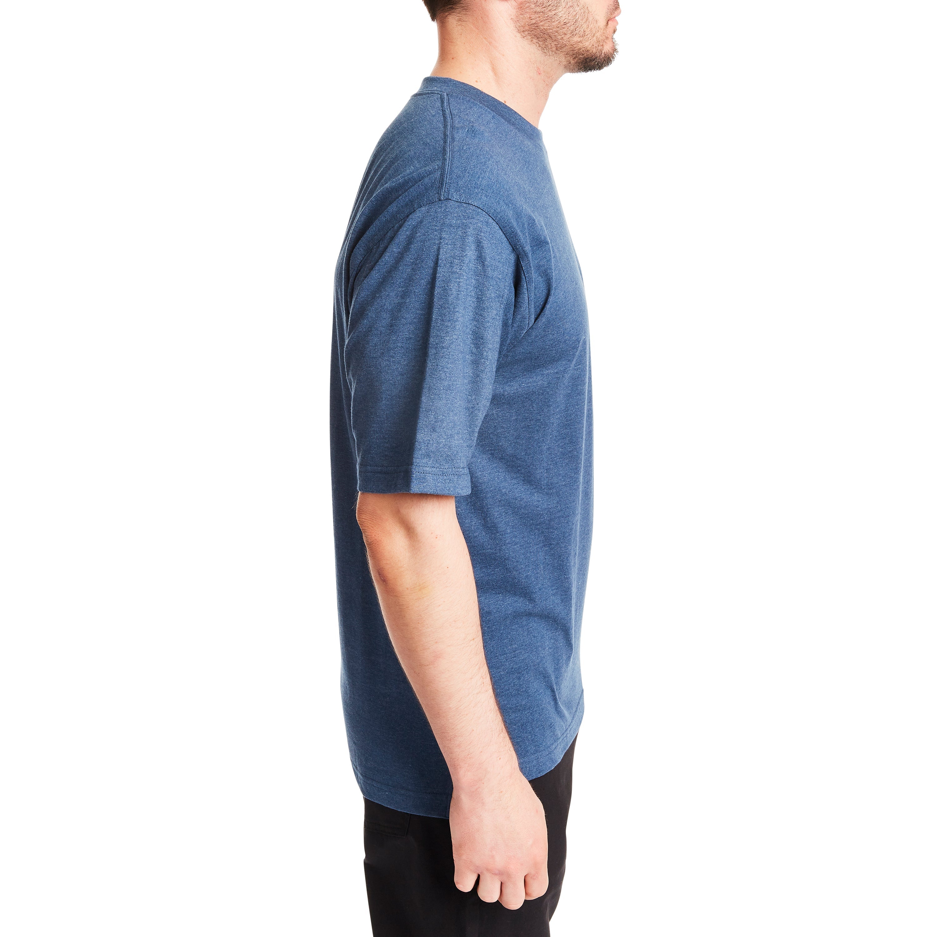  Smith's Workwear Cotton Crew Neck Tee with Extended Tail - Denim Heather - Bonton