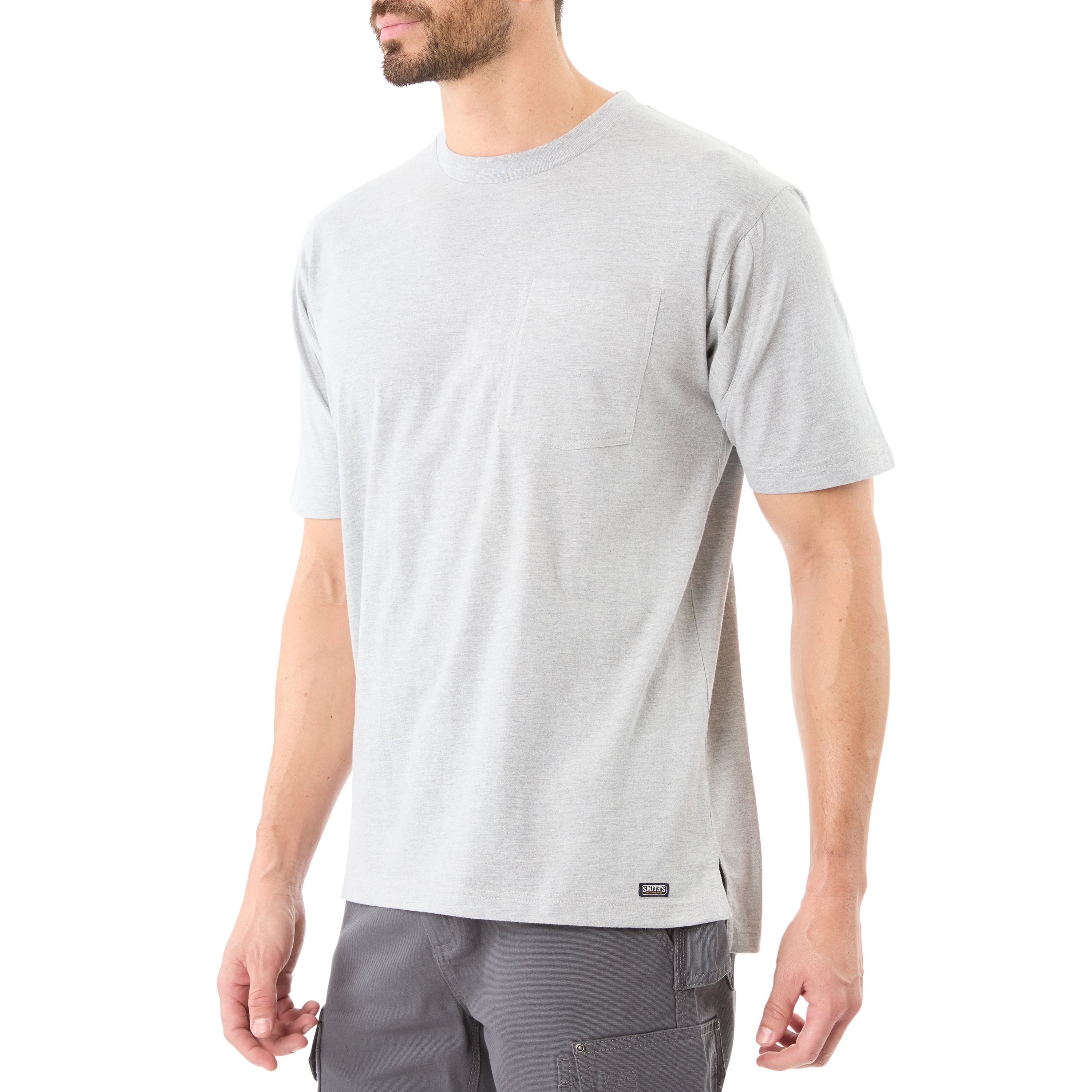  Smith's Workwear Cotton Crew Neck Tee with Extended Tail - White - Bonton