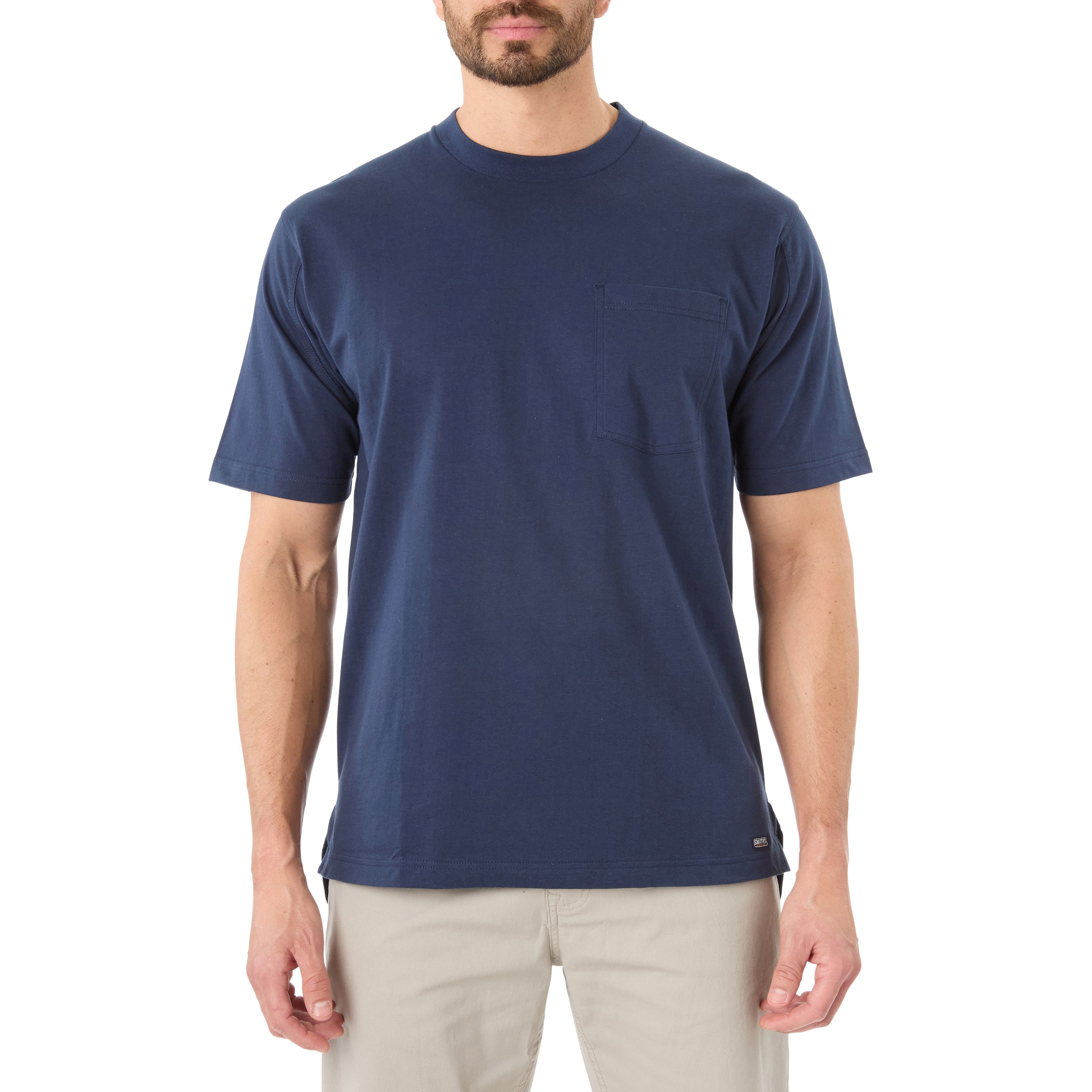  Smith's Workwear Cotton Crew Neck Tee with Extended Tail - White - Bonton