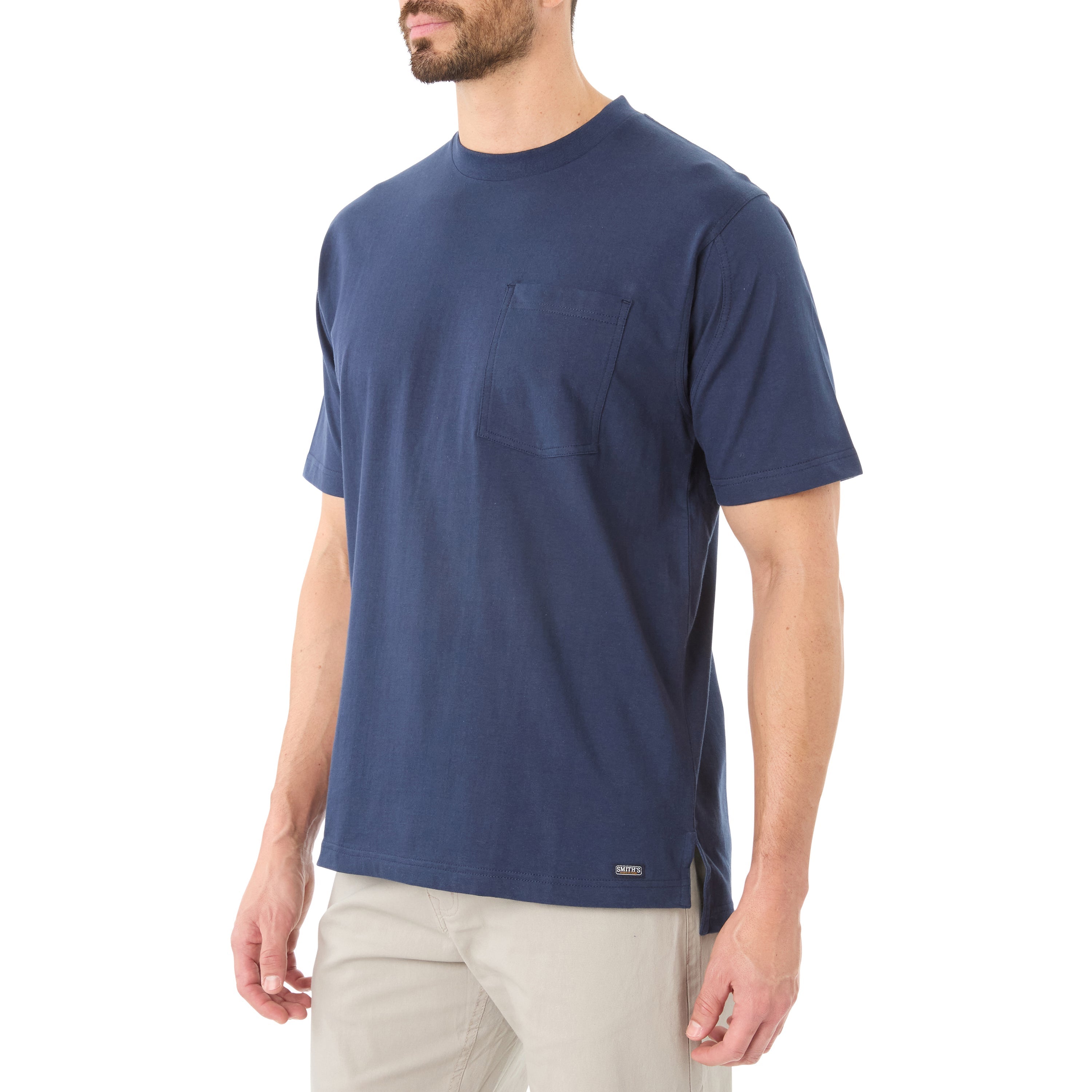  Smith's Workwear Cotton Crew Neck Tee with Extended Tail - White - Bonton