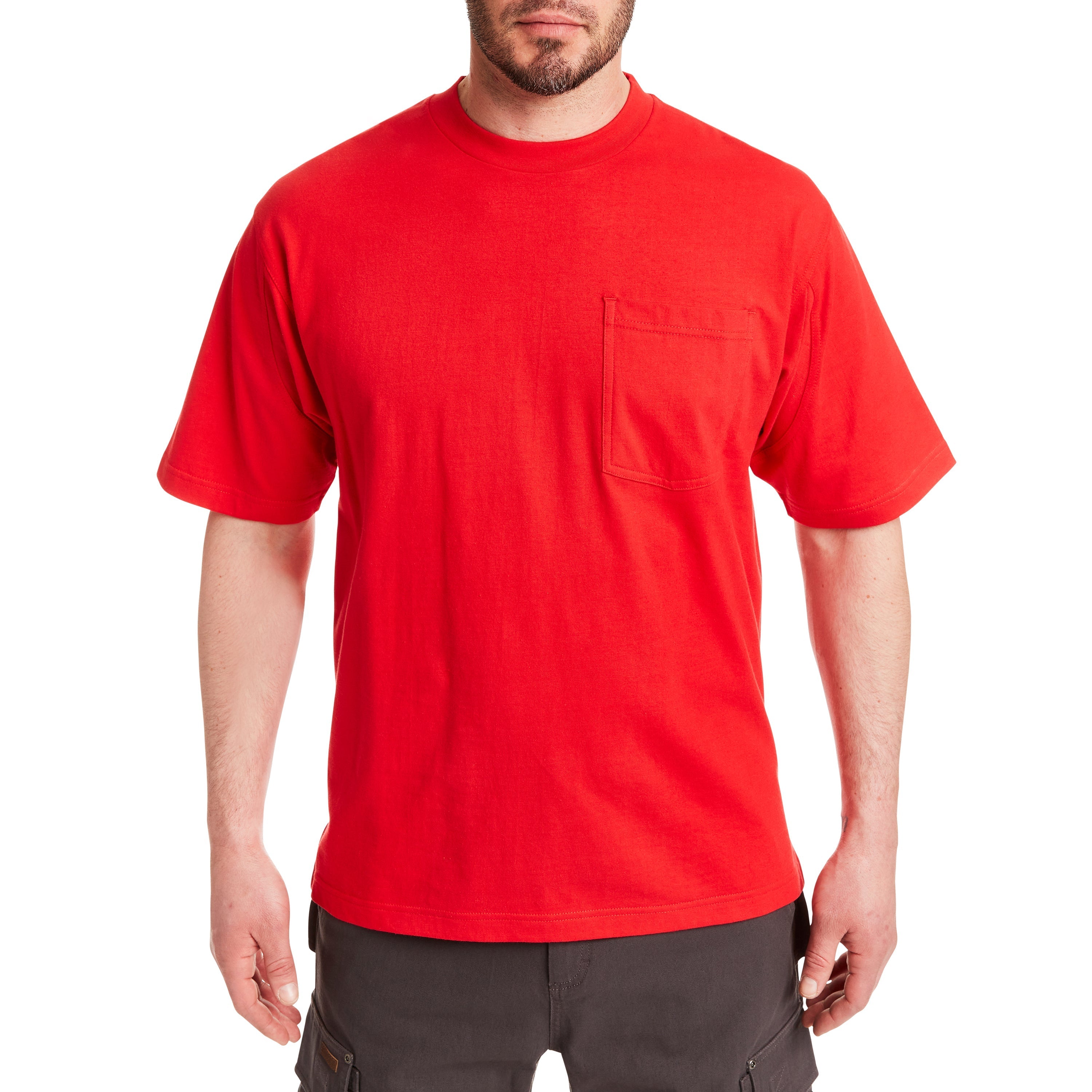  Smith's Workwear Cotton Crew Neck Tee with Extended Tail - True Red - Bonton