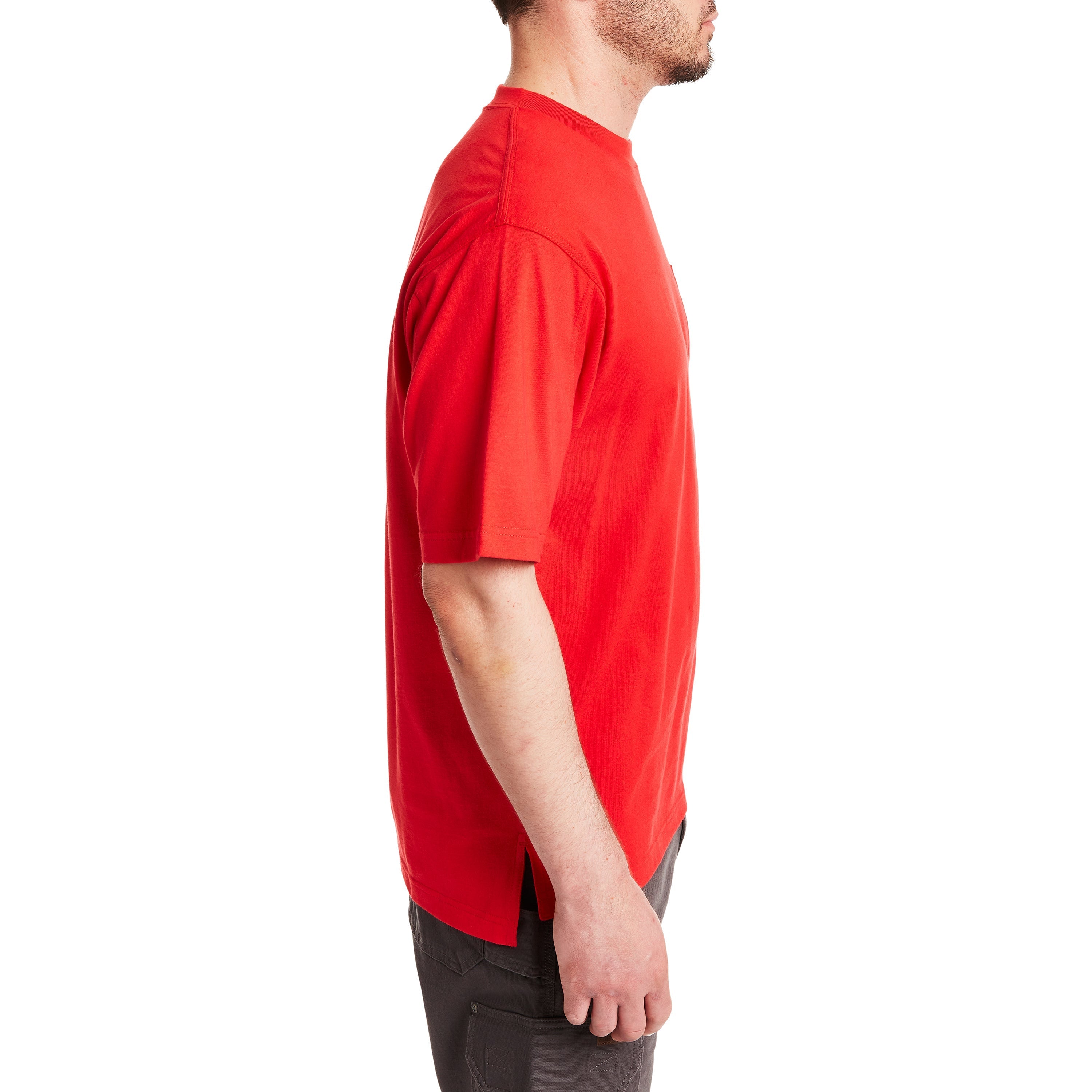  Smith's Workwear Cotton Crew Neck Tee with Extended Tail - True Red - Bonton