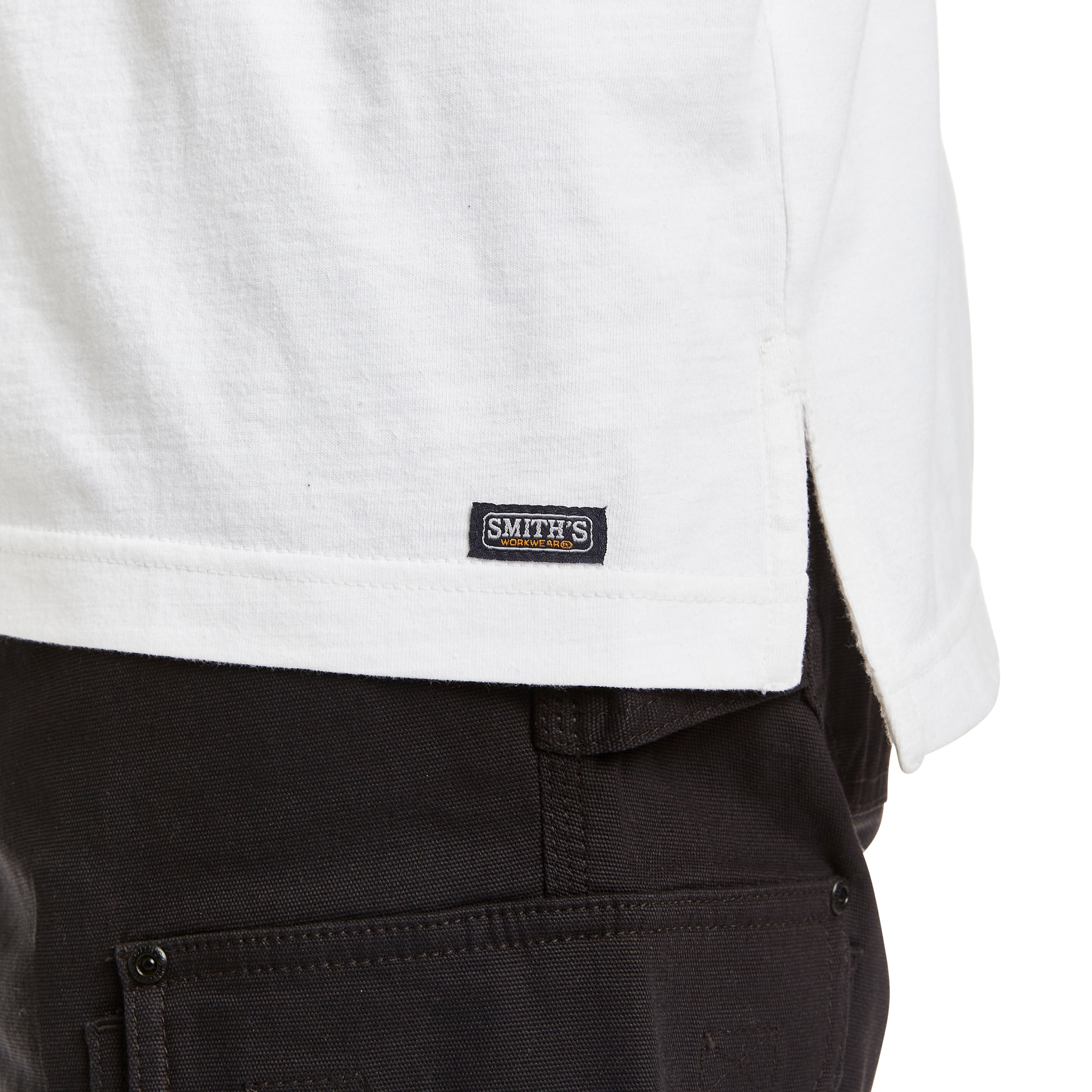  Smith's Workwear Cotton Crew Neck Tee with Extended Tail - White - Bonton