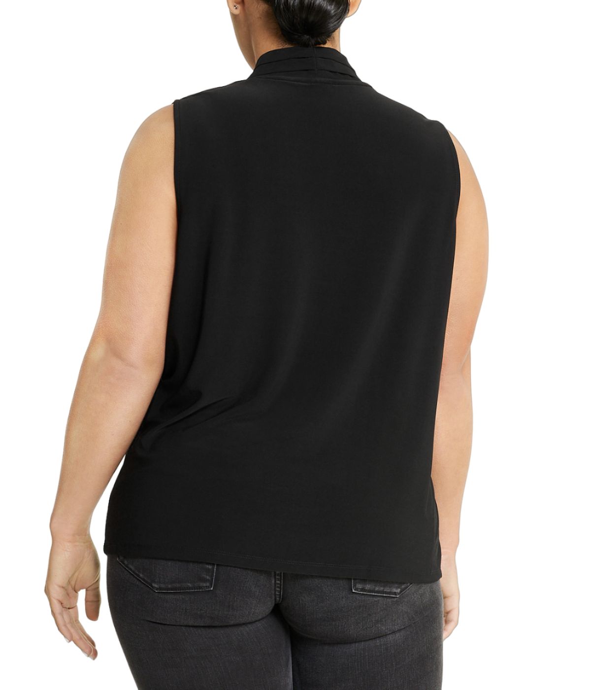  Anne Klein Plus Size Sleeveless Triple Pleat Top - Black - Bonton