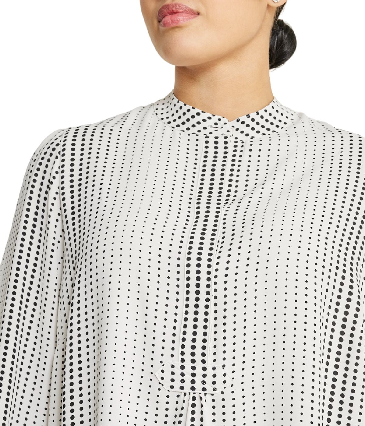  Anne Klein Plus Size Women's Florentine Poet Blouse with Dot Print Design - Anne Black/ Anne White - Bonton