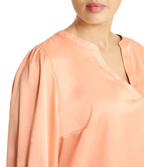 CDC Pop-Over Blouse With Covered Placket And Side Slits