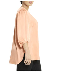 CDC Pop-Over Blouse With Covered Placket And Side Slits