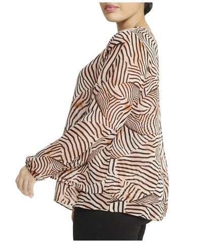 Chiffon Double Layer Animal Print Blouse Plus Size