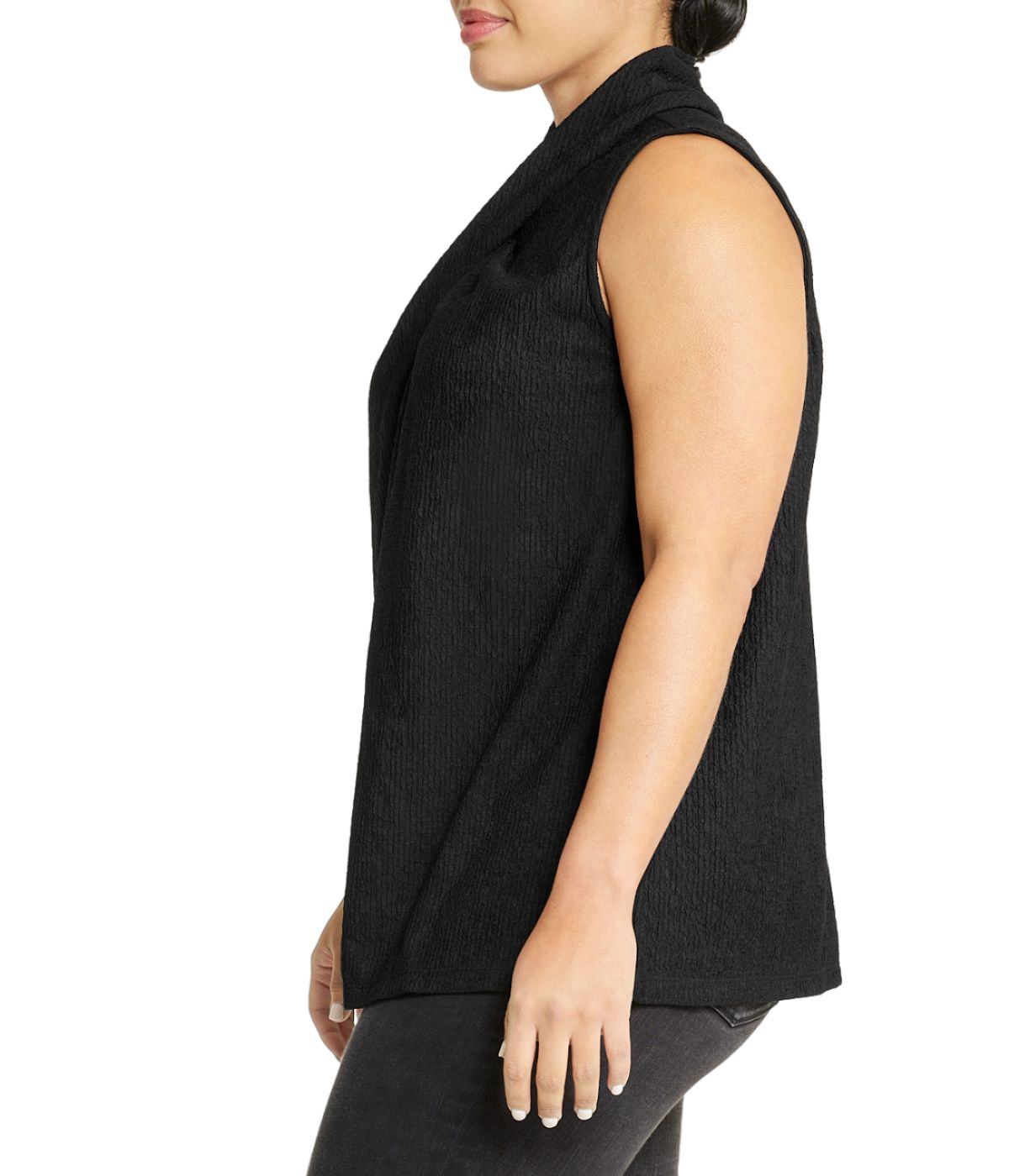  Anne Klein Plus Size Twist Neck Sleeveless Top - Anne Black - Bonton