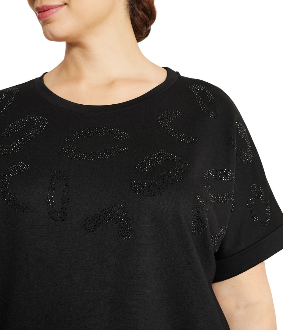  Anne Klein Cheetah Print Short Sleeve Blouse - Anne Black - Bonton