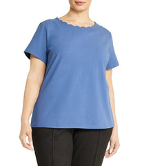 Plus Size Scallop Short Sleeve T-Shirt