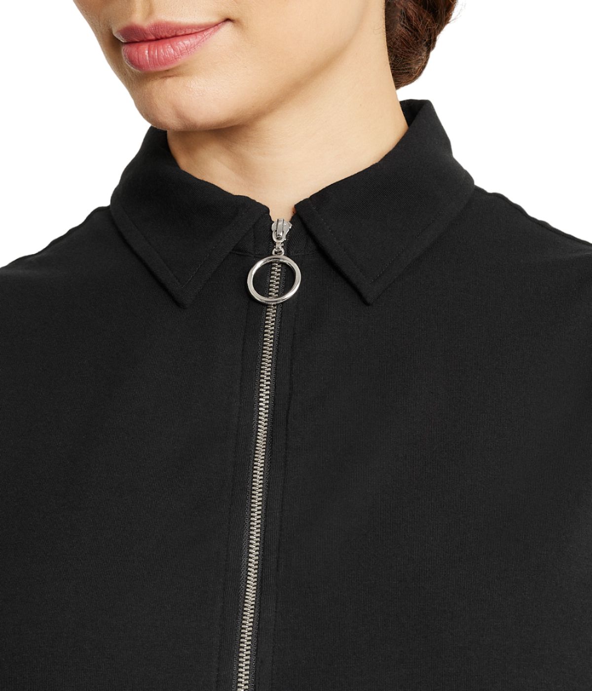  Anne Klein Plus Size Cool Knit Zip Front Polo Top - Anne Black - Bonton