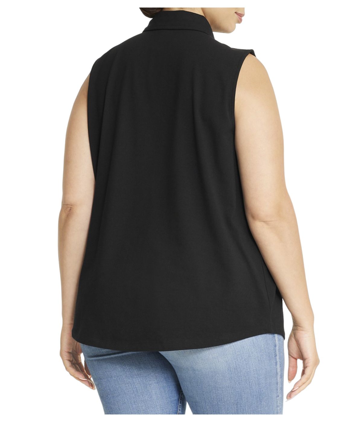  Anne Klein Plus Size Cool Knit Zip Front Polo Top - Anne Black - Bonton