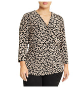 Plus Size Printed Wrap Top with 3/4 Sleeves
