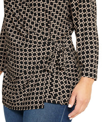 Plus Size Wrap Top with Geo Print Design