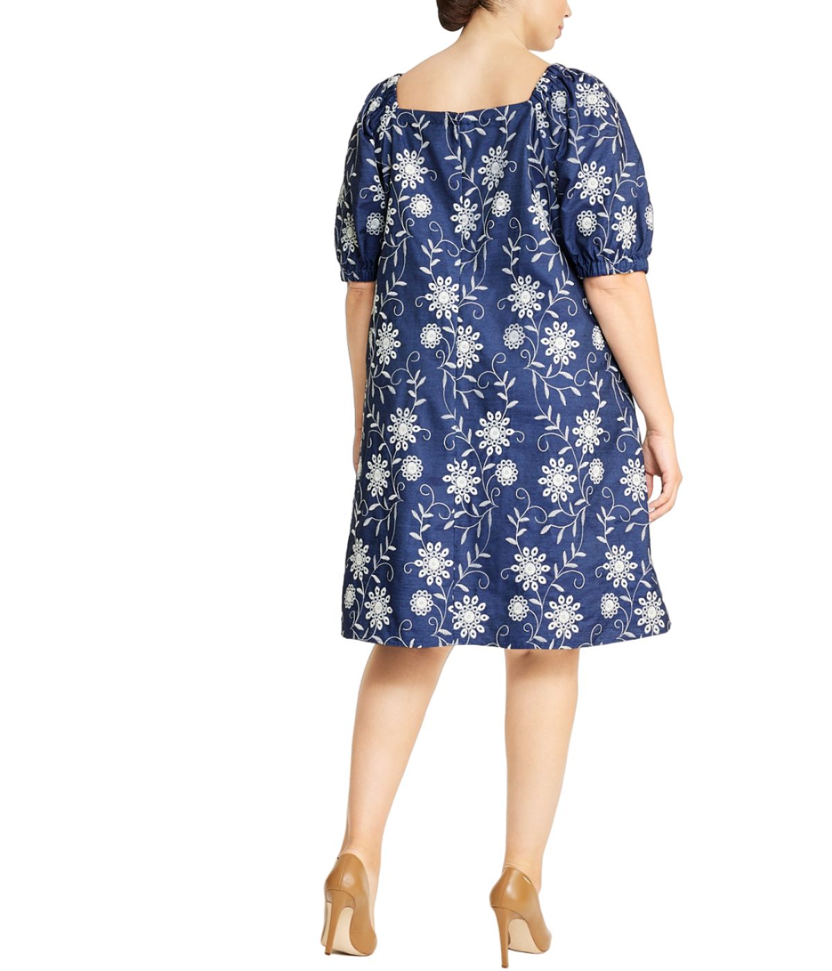  Anne Klein A-Line Dress with Square Neck-Plus Size - Navy - Bonton