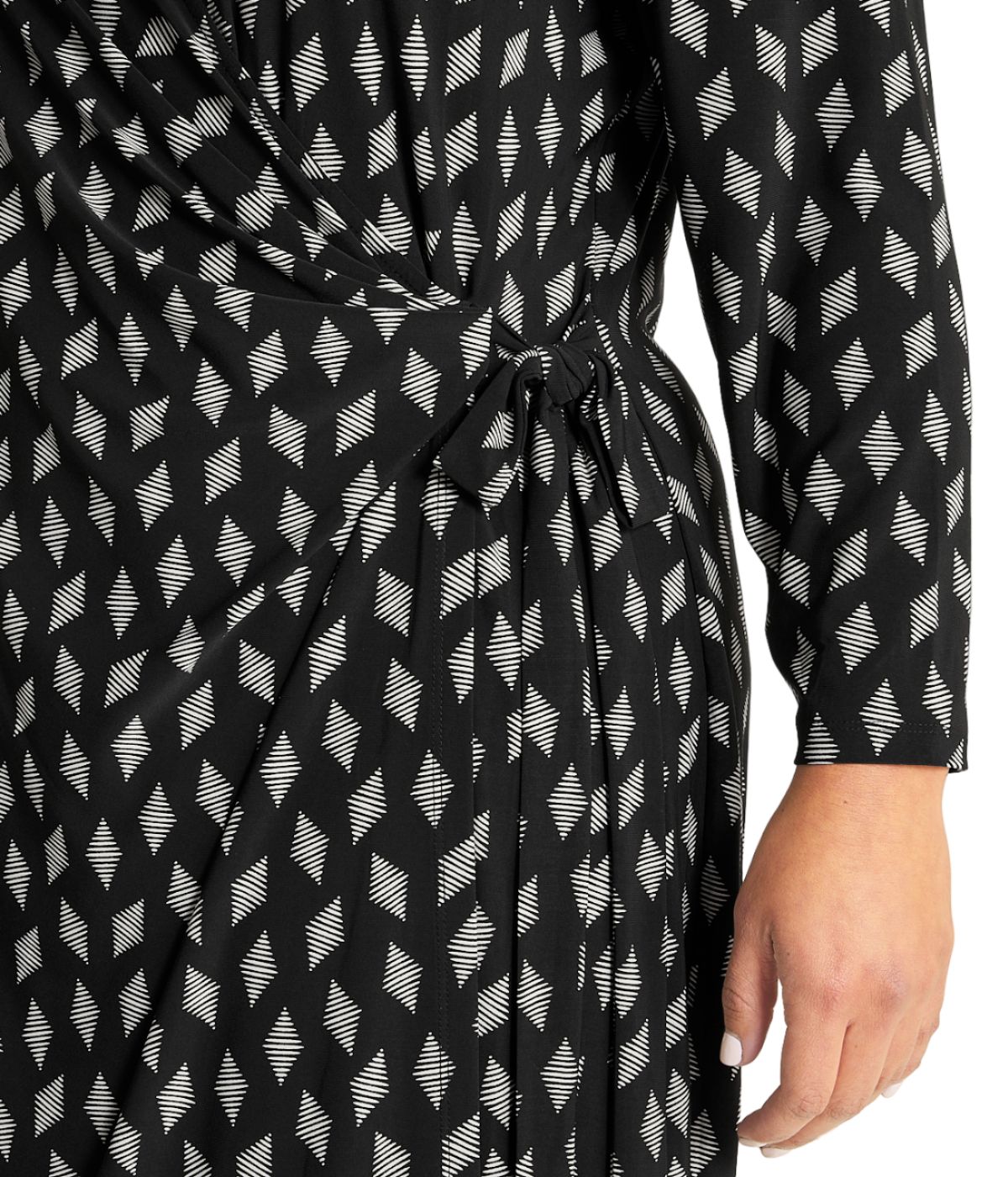 anne klein black and white dress Dot Print Faux Wrap Dress