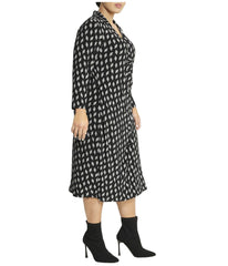 Plus Size Printed Notch Collar Wrap Dress