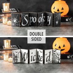 19.25"L Halloween Wooden Hinged Table Sign