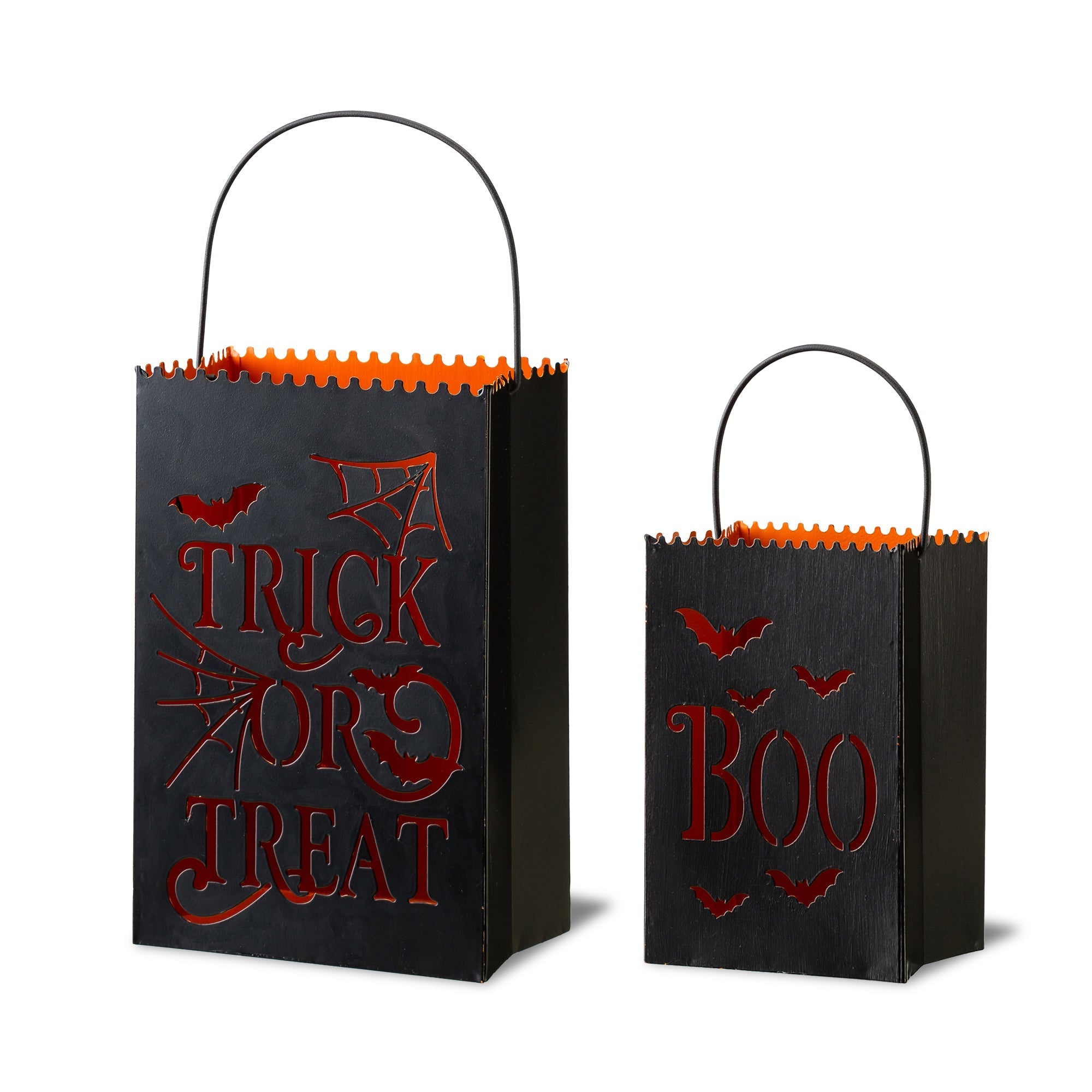  Glitzhome Set of 2 Halloween Metal Trick or Treat Bucket - Black - Bonton