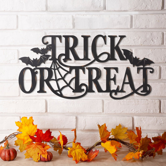 24"L Halloween Metal "Trick Or Treat" Wall Sign