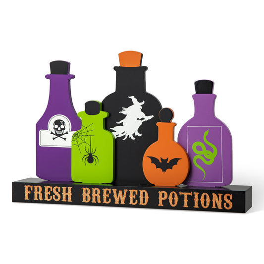 14"L Halloween Wooden Poison Bottles Table decor