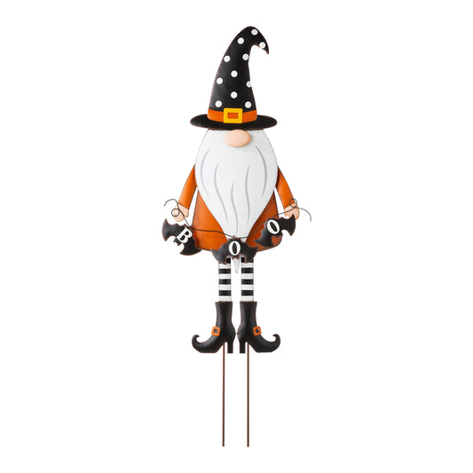 36"H Halloween Metal Gnome Yard Stake or Hanging Decor (KD, Two Function)