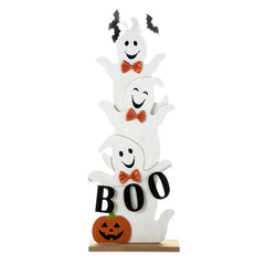 37.5"H Halloween Wooden Stacked Ghost Porch Decor(KD)