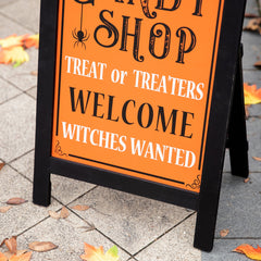 24"H Halloween Wooden "Candy Shop" Standing Easel Sign or Hanging Decor (Two Function)