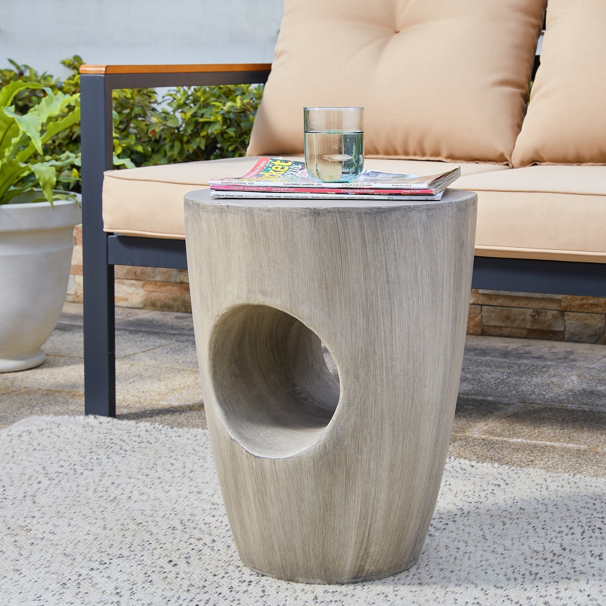  Glitzhome Multi-functional Circle Garden Stool - Beige - Bonton