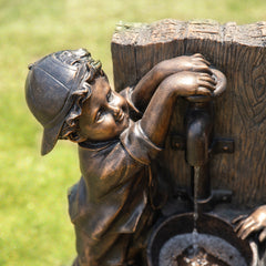 Boy and Girl Outdoor Fountain with LED Lights