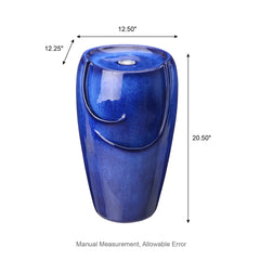 Cobalt Blue Ceramic Fountain with LED Light