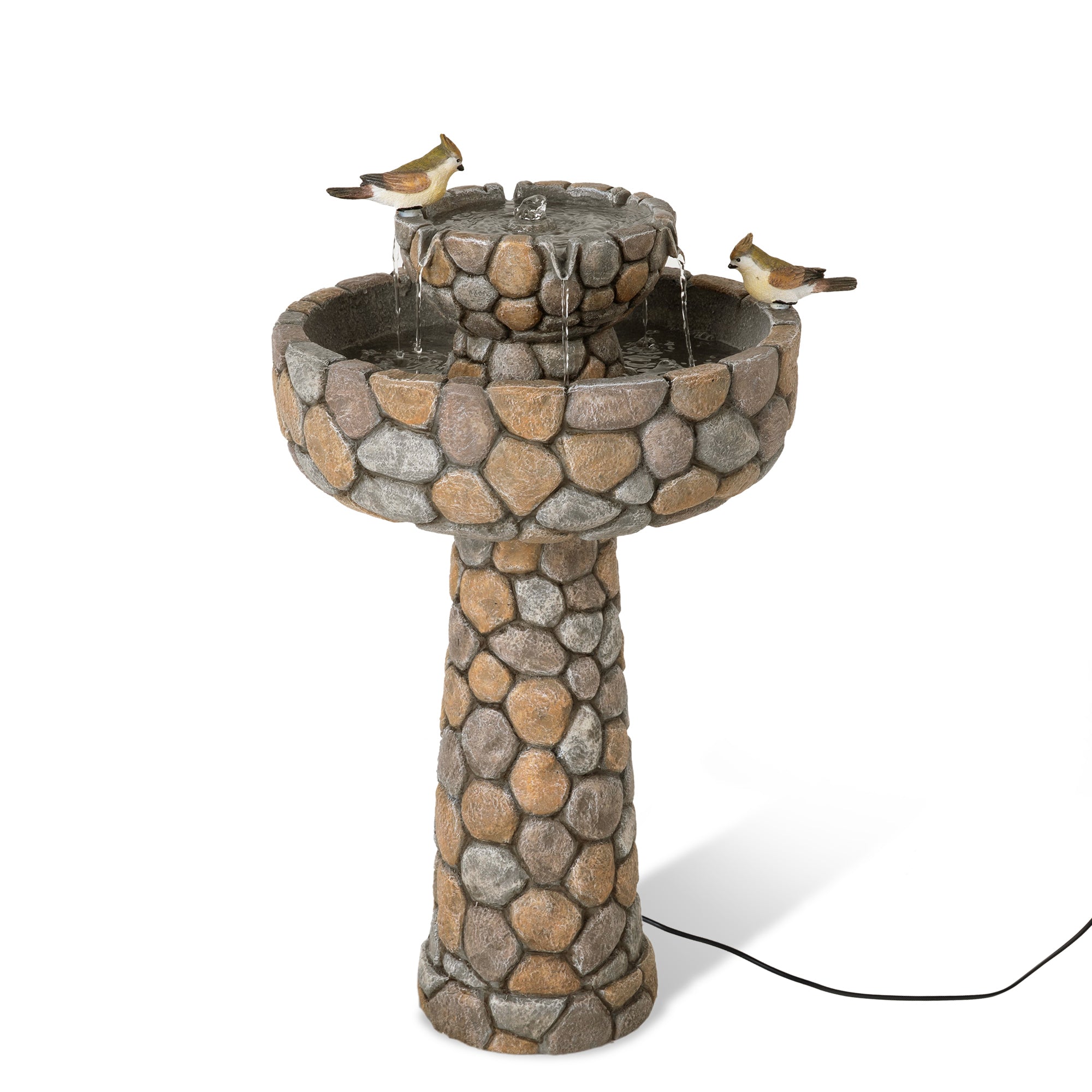  Glitzhome Outdoor 2-Tiered Birdbath Fountain - Gray - Bonton