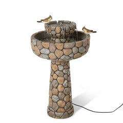 Outdoor 2-Tiered Birdbath Fountain