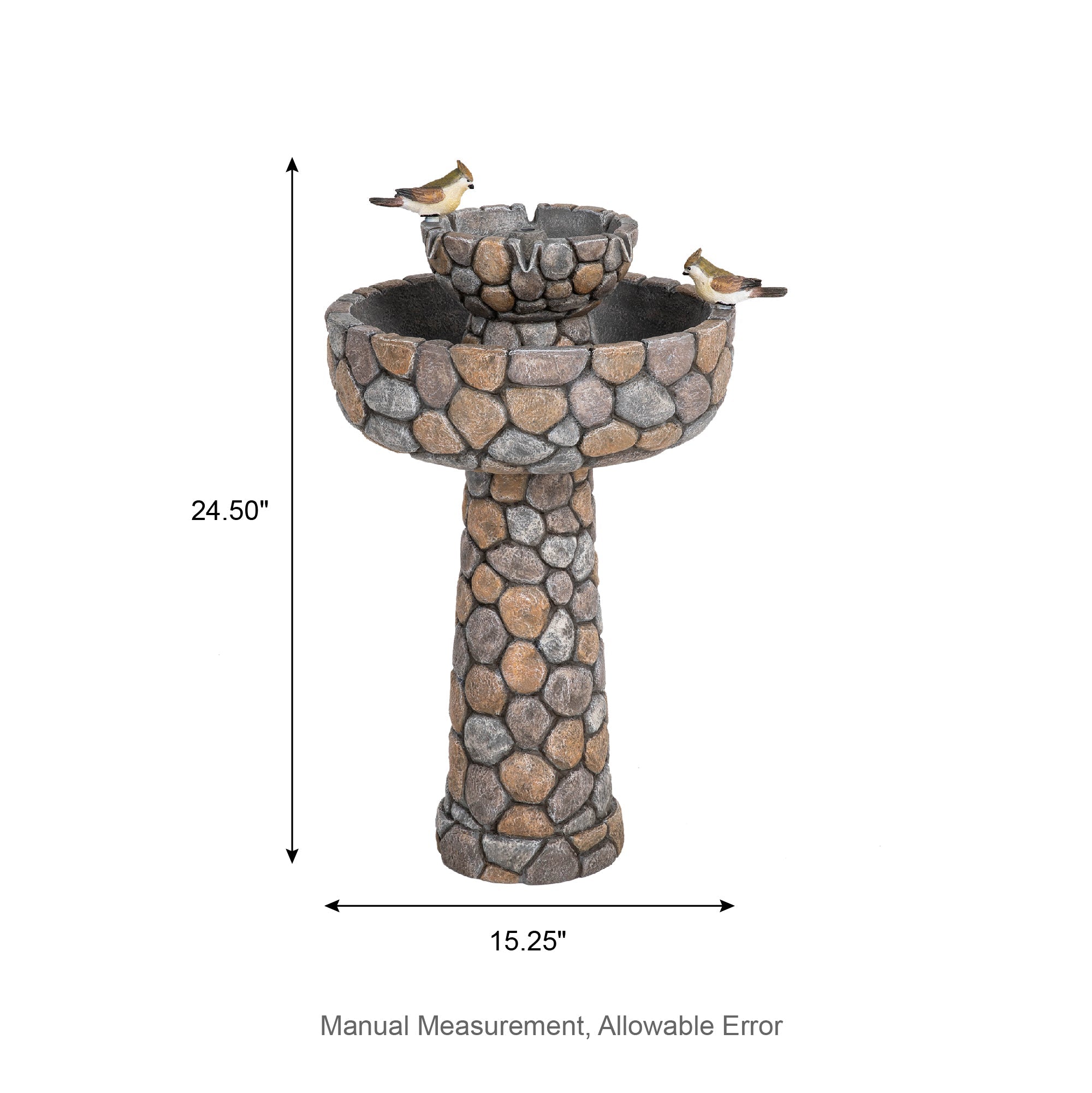  Glitzhome Outdoor 2-Tiered Birdbath Fountain - Gray - Bonton