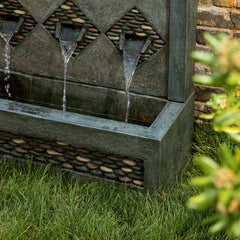 Oversized Faux Concrete and Pebbles Outdoor Fountain with LED Light