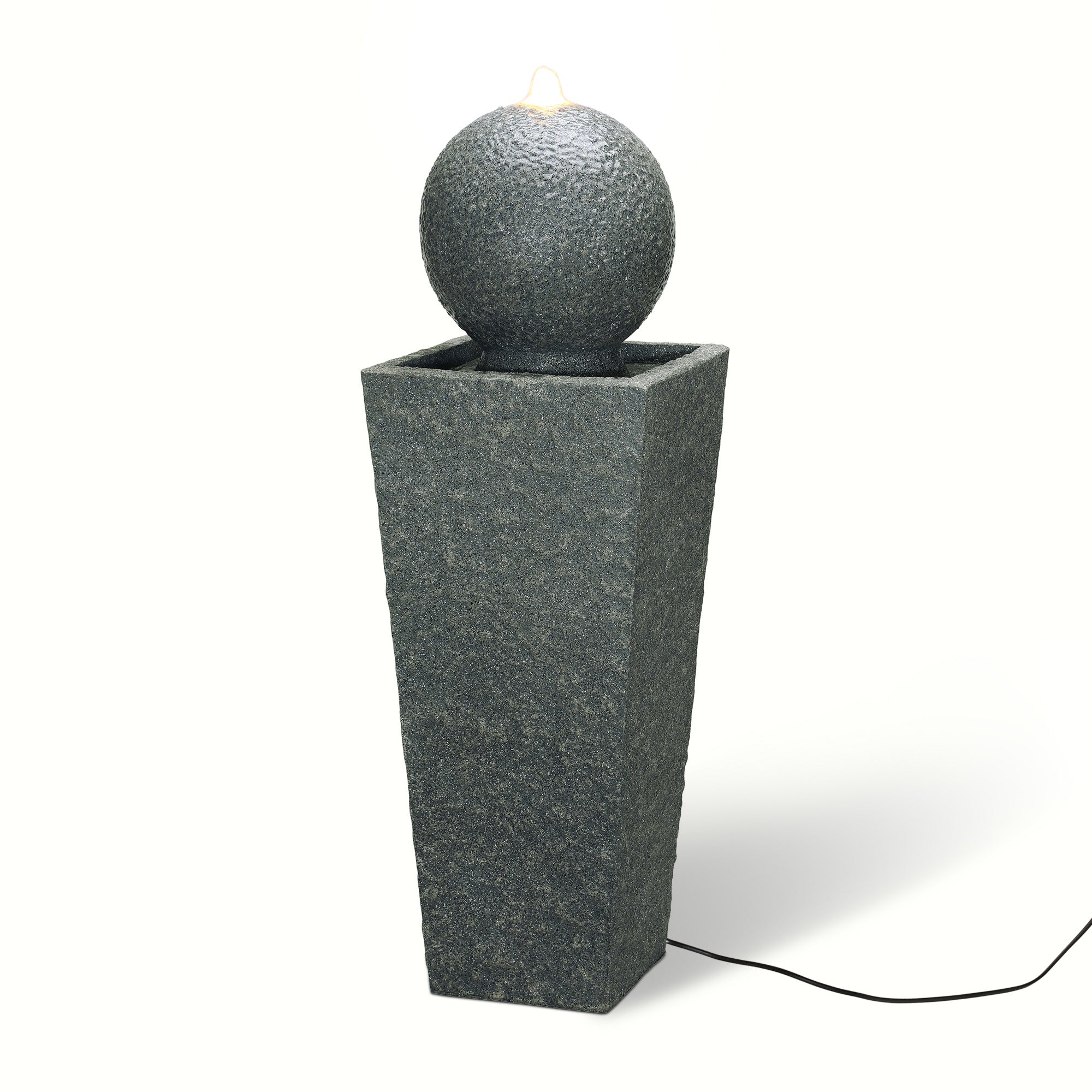  Glitzhome Modern Geometric Pedestal & Sphere Fountain with LED Light - Beige - Bonton