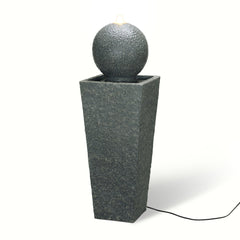 Modern Geometric Pedestal & Sphere Fountain with LED Light