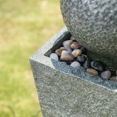 Modern Geometric Pedestal & Sphere Fountain with LED Light