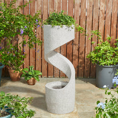 Mid Century Terrazzo Spiral Fountain with LED Light