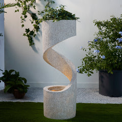 Mid Century Terrazzo Spiral Fountain with LED Light